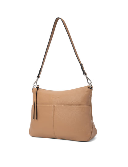 ALANNA LEATHER HOBO BAG - LATTE