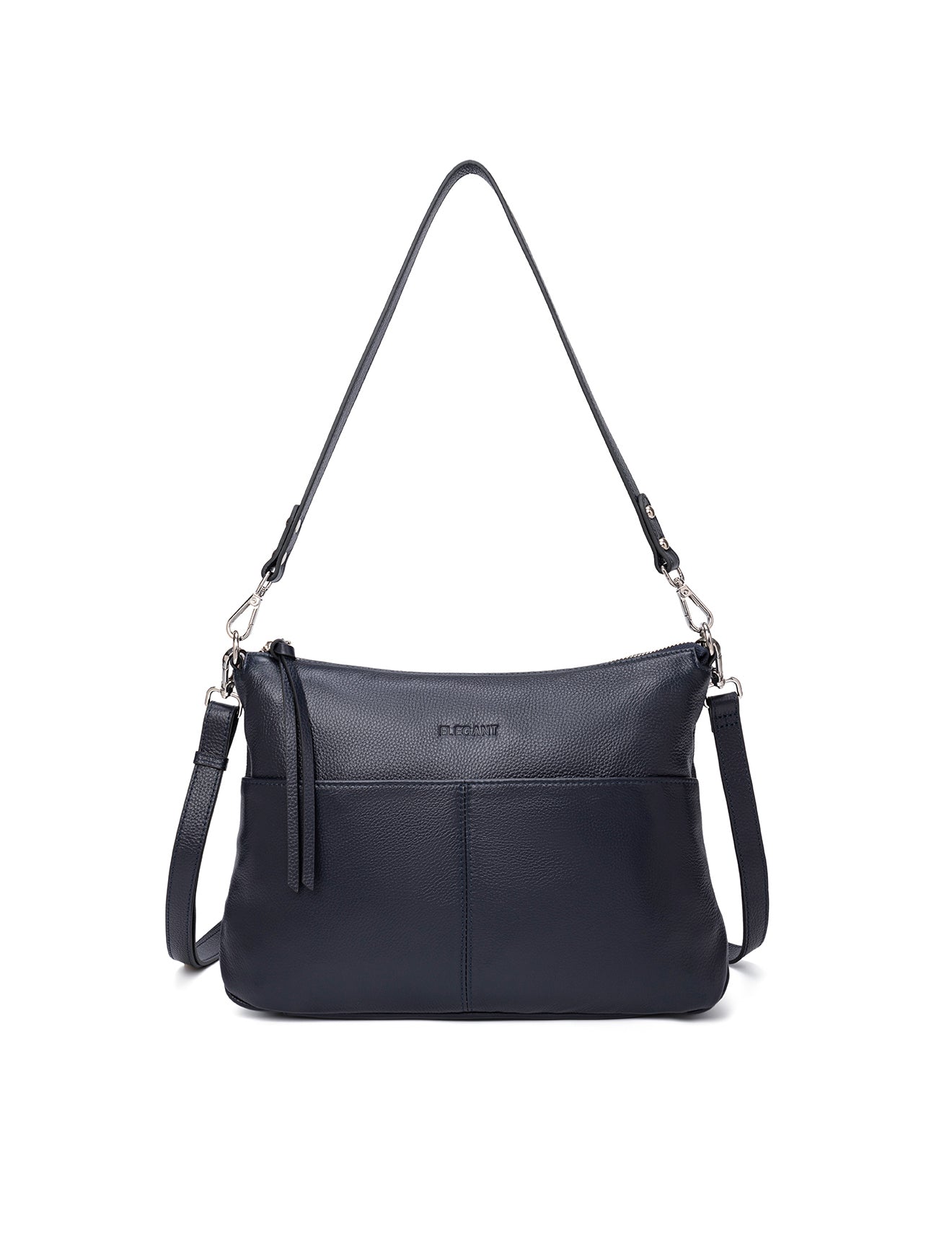 ALANNA LEATHER HOBO BAG - NAVY