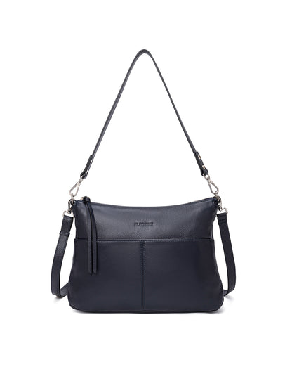ALANNA LEATHER HOBO BAG - NAVY