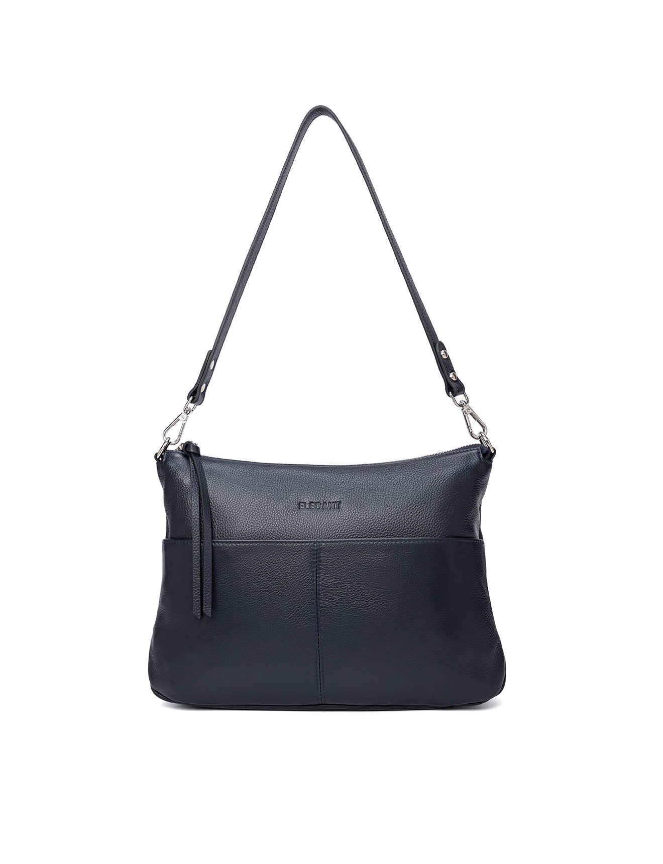 ALANNA LEATHER HOBO BAG - NAVY