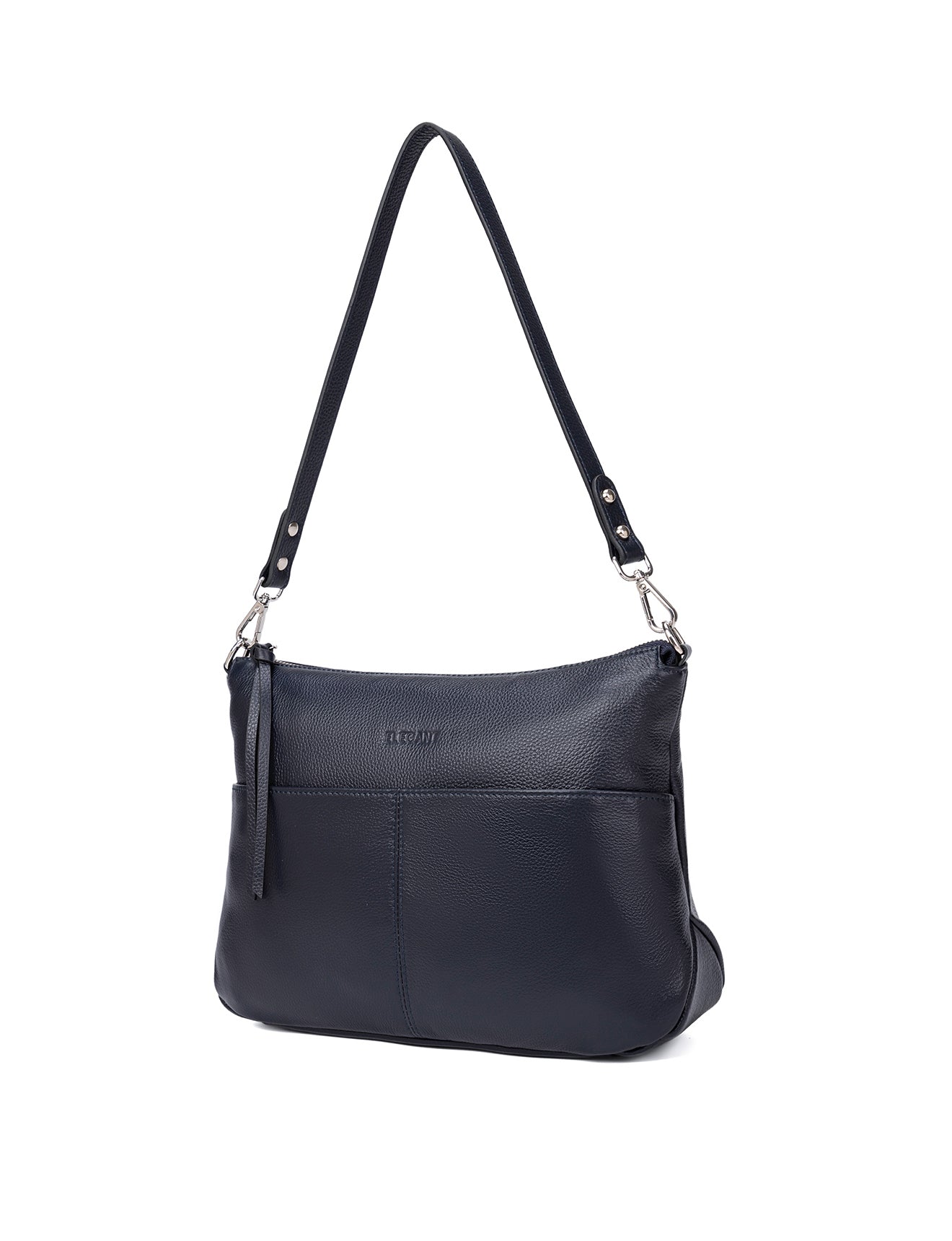 ALANNA LEATHER HOBO BAG - NAVY