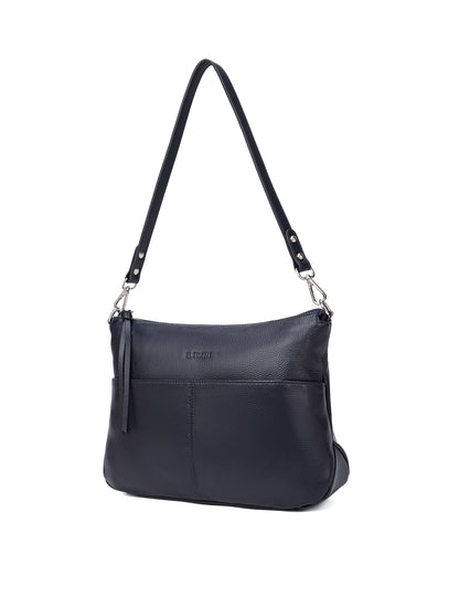 ALANNA LEATHER HOBO BAG - NAVY