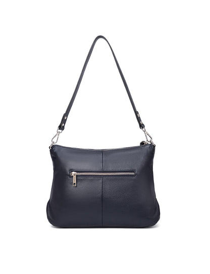 ALANNA LEATHER HOBO BAG - NAVY