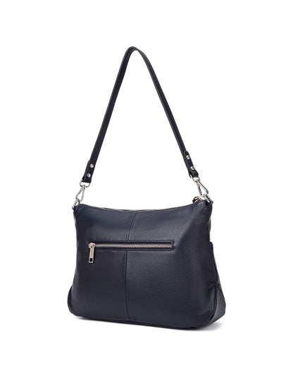 ALANNA LEATHER HOBO BAG - NAVY