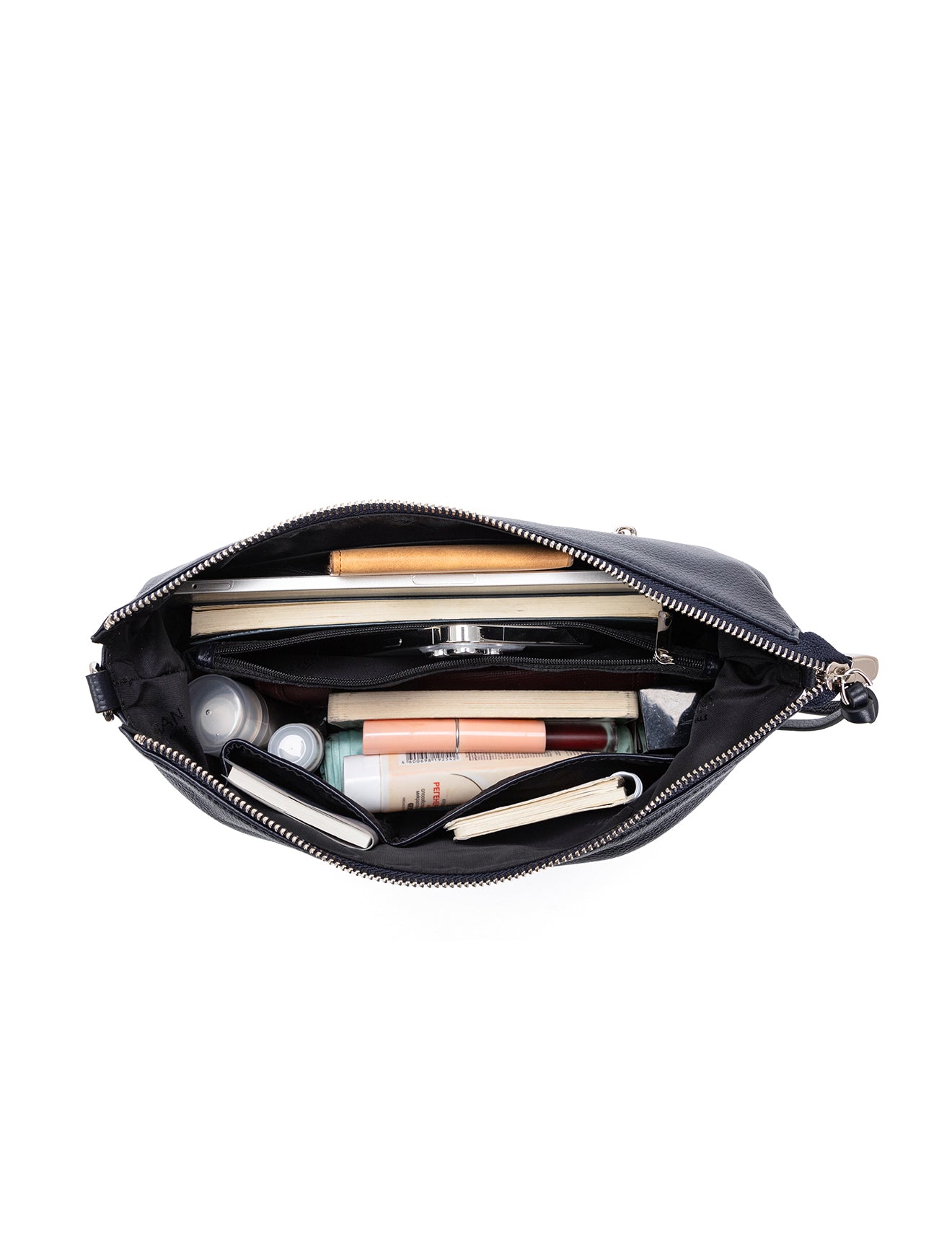 ALANNA LEATHER HOBO BAG - NAVY