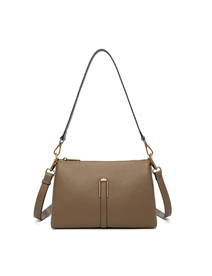 JENNIFER LEATHER BAG - KHAKI