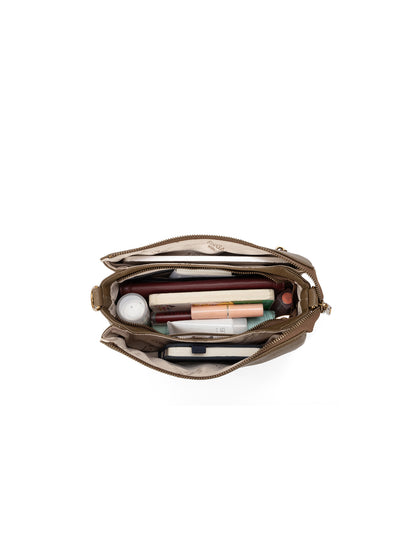 JENNIFER LEATHER BAG - KHAKI