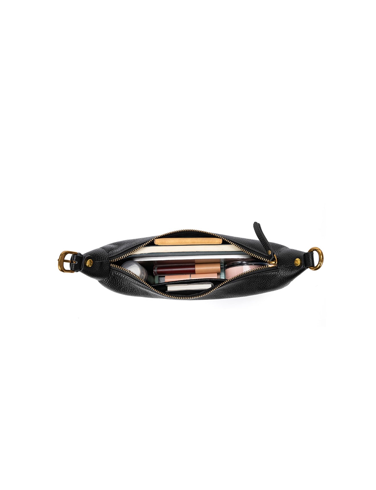 SOFIA LEATHER SHOULDER STRAP BAG w/ CHAIN DETAIL - BLACK