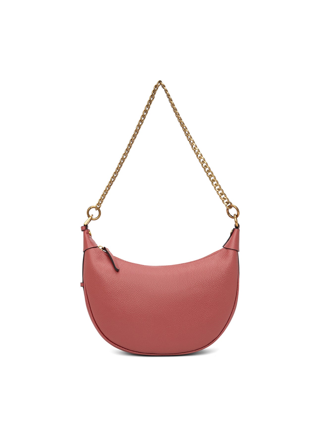 SOFIA LEATHER SHOULDER STRAP BAG w/ CHAIN DETAIL - BRICK