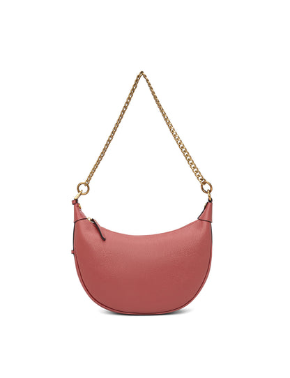 SOFIA LEATHER SHOULDER STRAP BAG w/ CHAIN DETAIL - BRICK