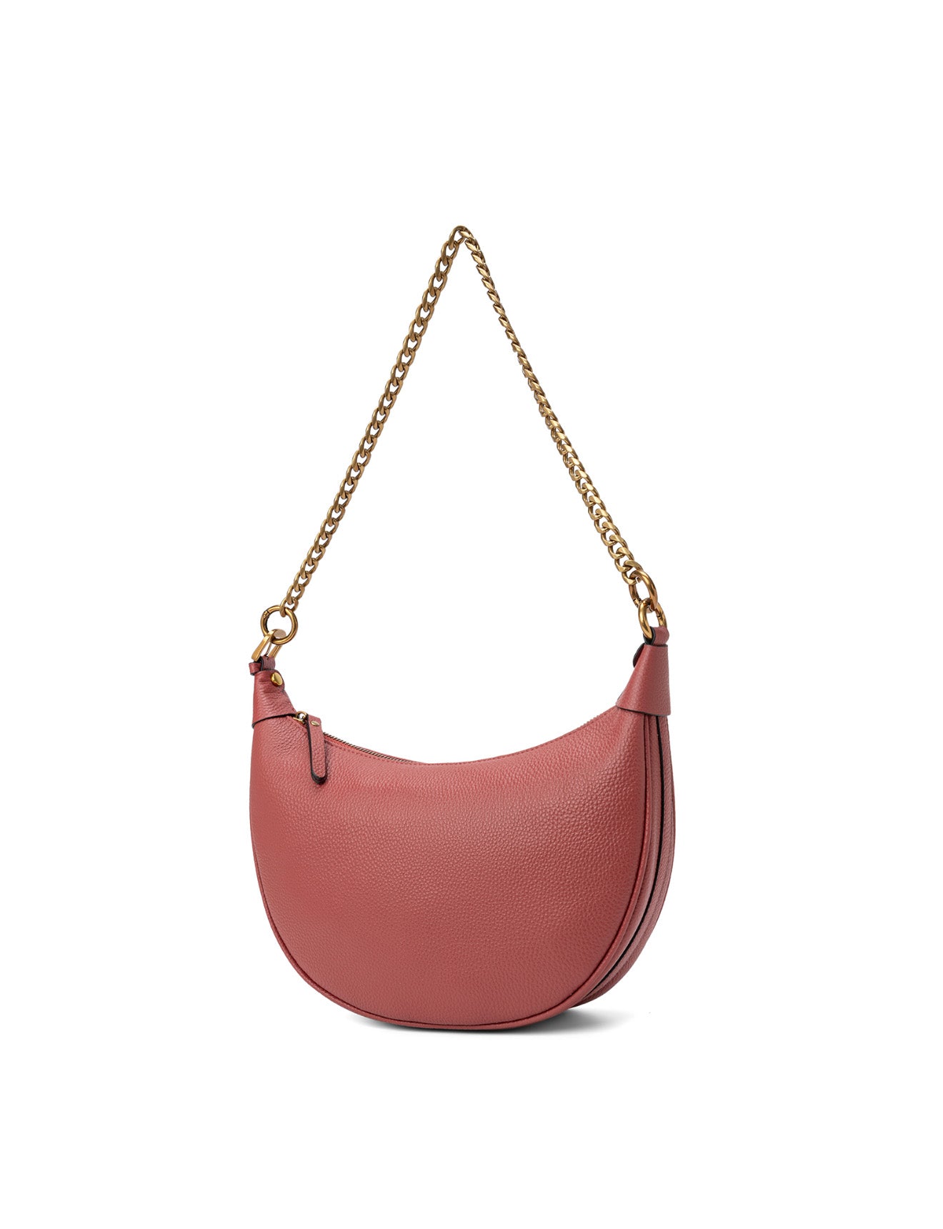 SOFIA LEATHER SHOULDER STRAP BAG w/ CHAIN DETAIL - BRICK