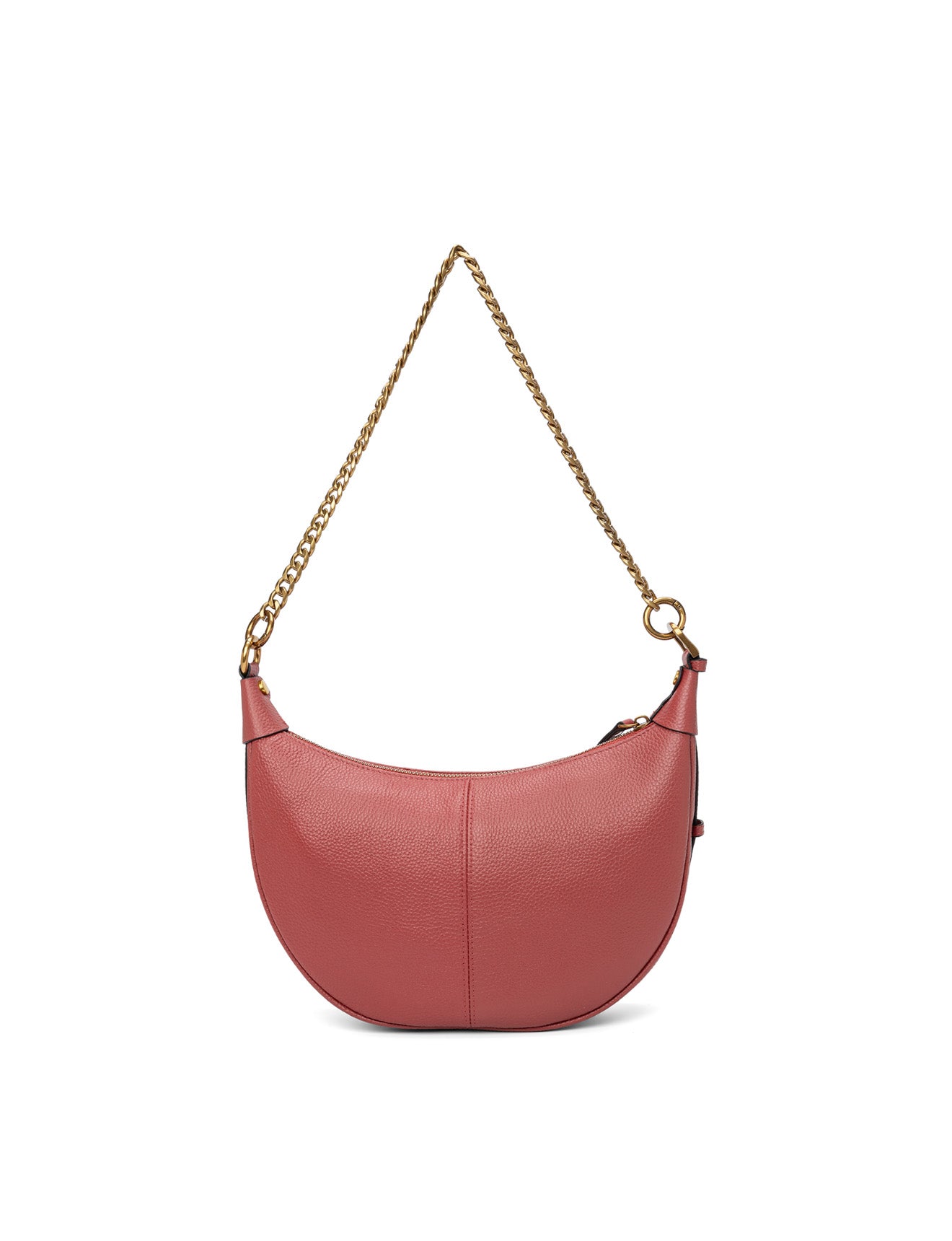 SOFIA LEATHER SHOULDER STRAP BAG w/ CHAIN DETAIL - BRICK