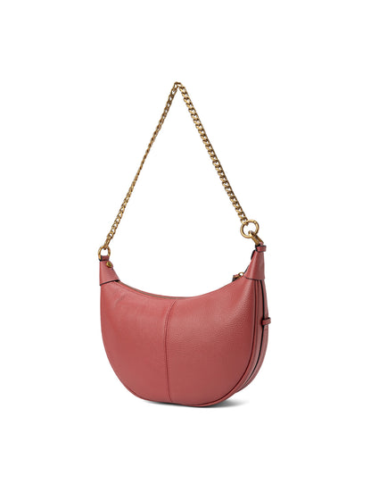 SOFIA LEATHER SHOULDER STRAP BAG w/ CHAIN DETAIL - BRICK