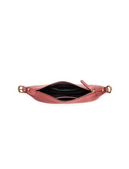 SOFIA LEATHER SHOULDER STRAP BAG w/ CHAIN DETAIL - BRICK