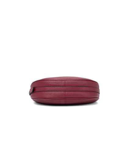 SOFIA LEATHER SHOULDER STRAP BAG w/ CHAIN DETAIL - BURGUNDY