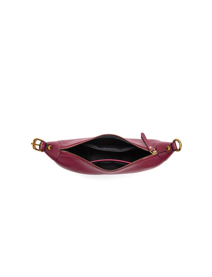 SOFIA LEATHER SHOULDER STRAP BAG w/ CHAIN DETAIL - BURGUNDY