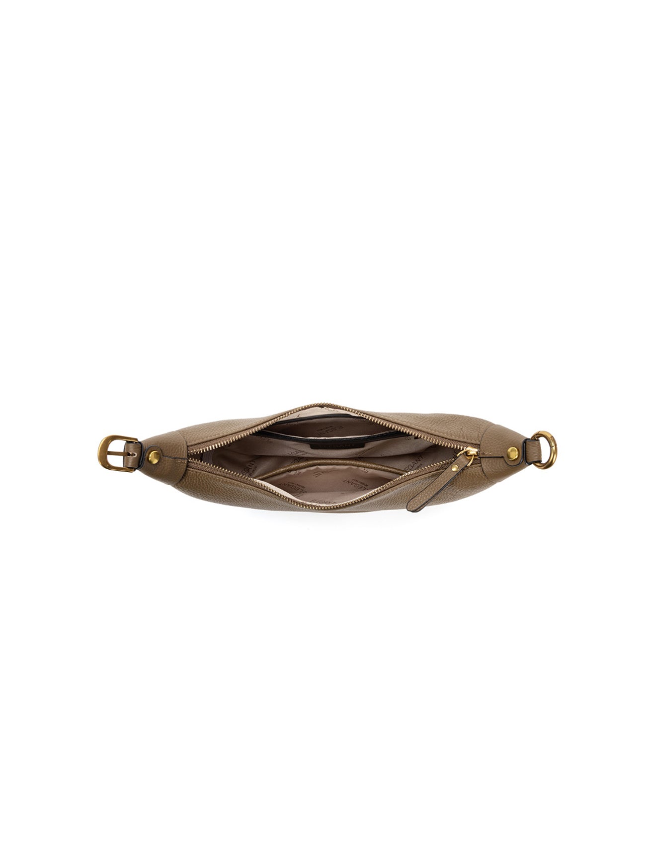 SOFIA LEATHER SHOULDER STRAP BAG w/ CHAIN DETAIL - KHAKI