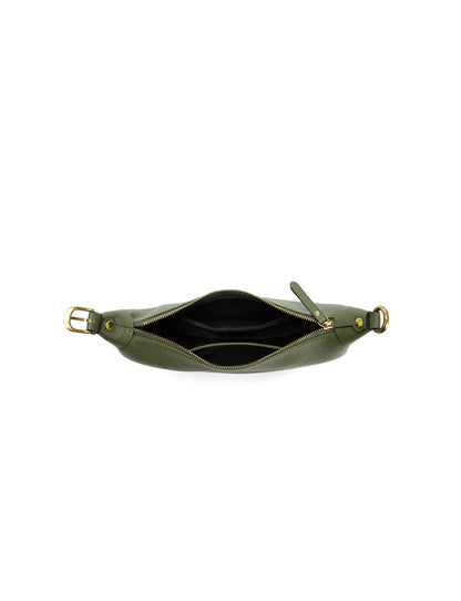 SOFIA LEATHER SHOULDER STRAP BAG w/ CHAIN DETAIL - OLIVE