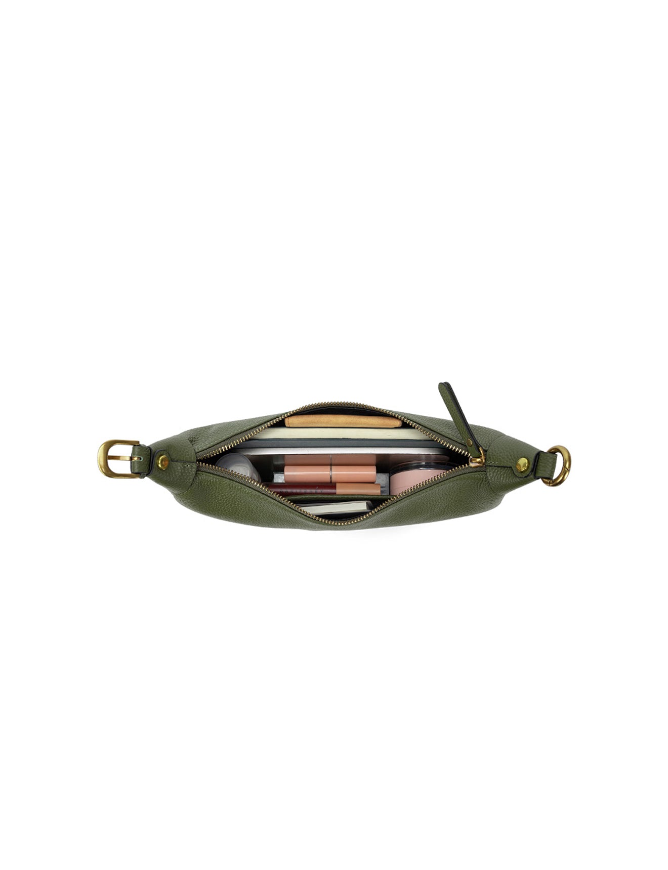 SOFIA LEATHER SHOULDER STRAP BAG w/ CHAIN DETAIL - OLIVE
