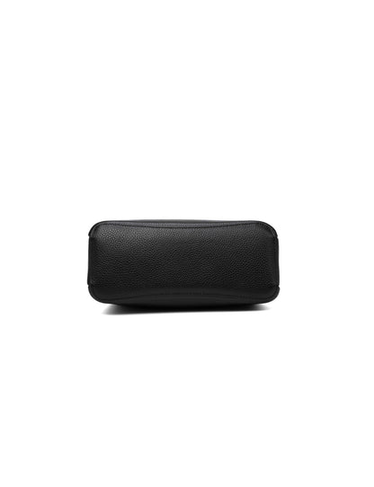 OLIVIA LEATHER BUCKET BAG W/ STRAP - BLACK