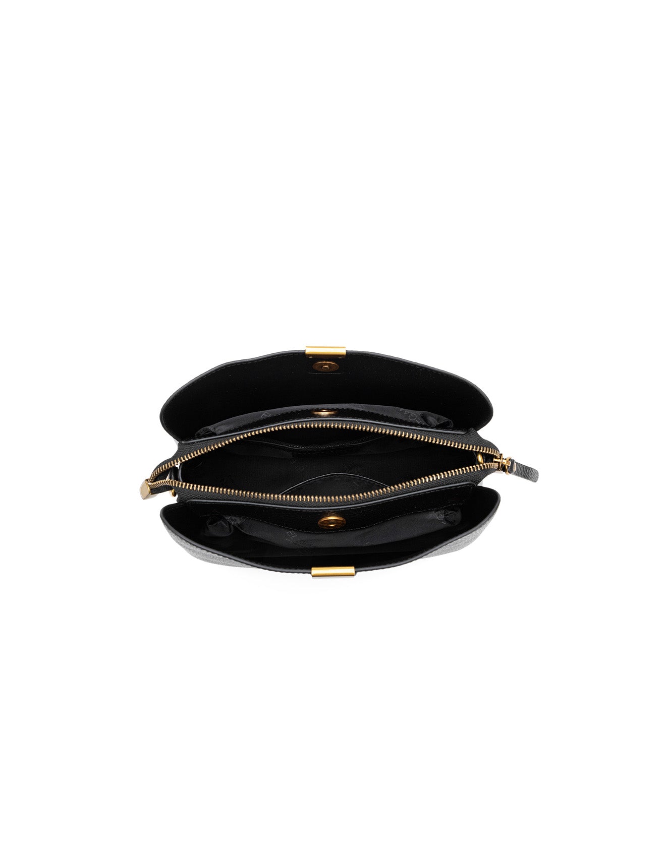 OLIVIA LEATHER BUCKET BAG W/ STRAP - BLACK