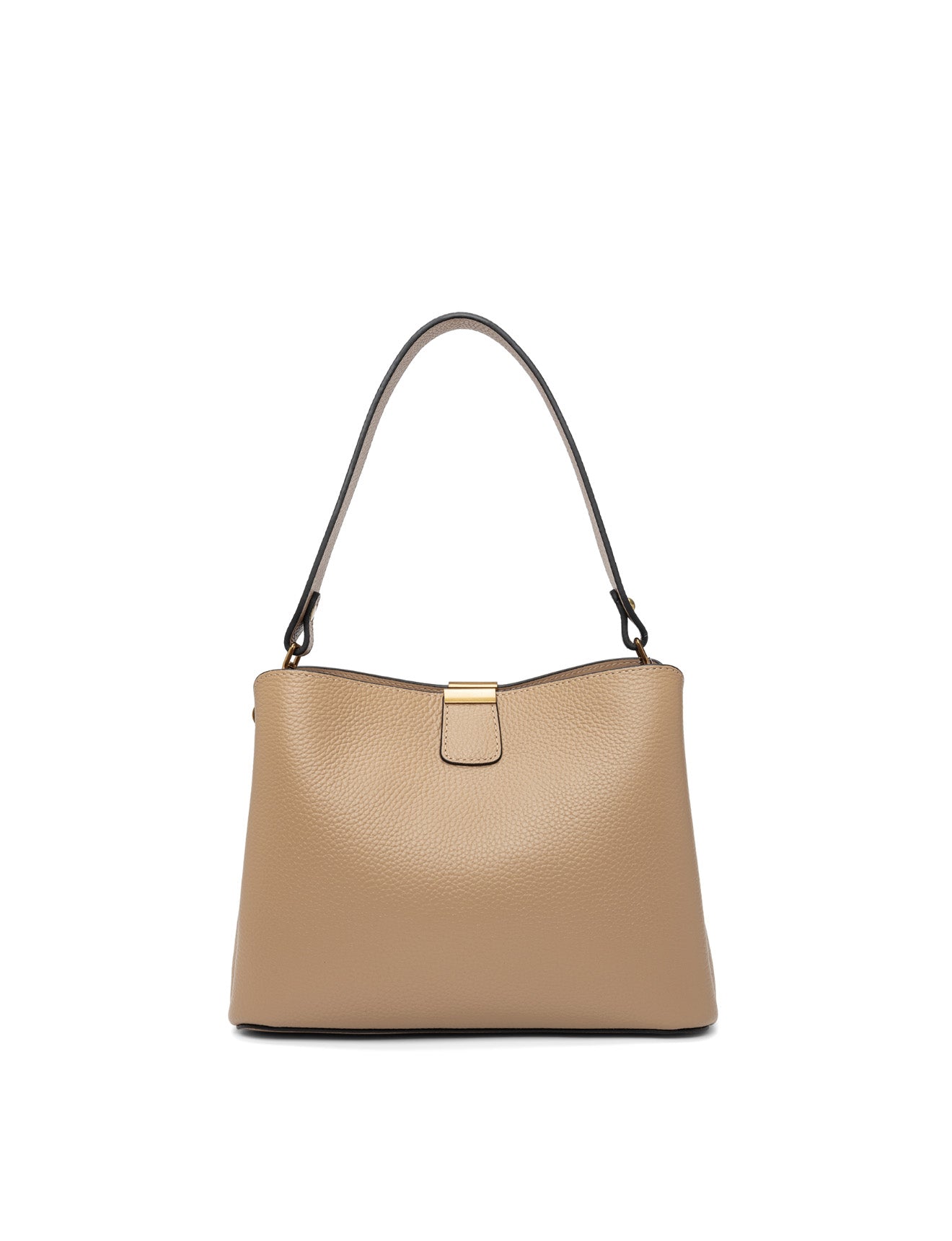 OLIVIA LEATHER BUCKET BAG W/ STRAP - CAMEL
