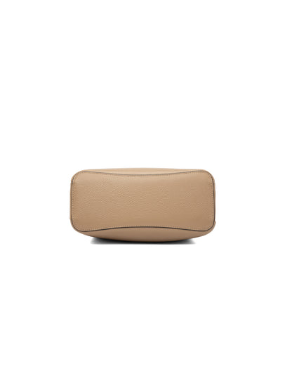 OLIVIA LEATHER BUCKET BAG W/ STRAP - CAMEL