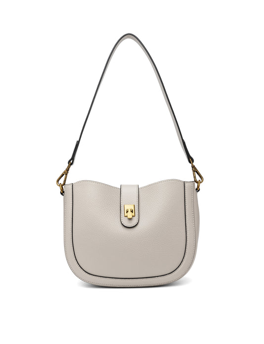SILVANA LEATHER BAG - BEIGE