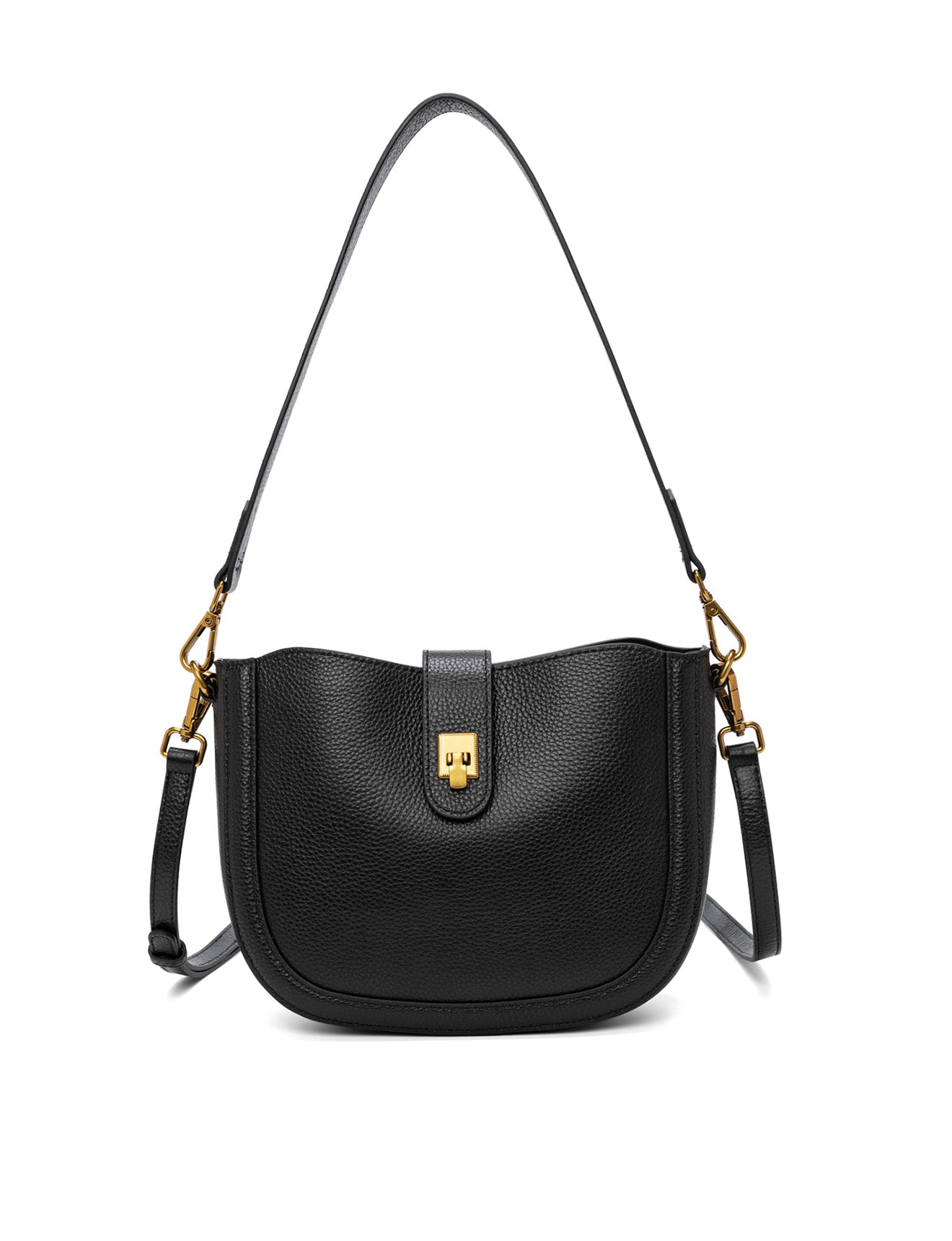 SILVANA LEATHER BAG - BLACK