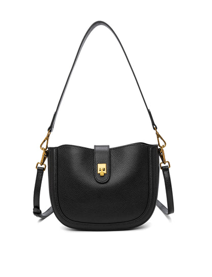 SILVANA LEATHER BAG - BLACK