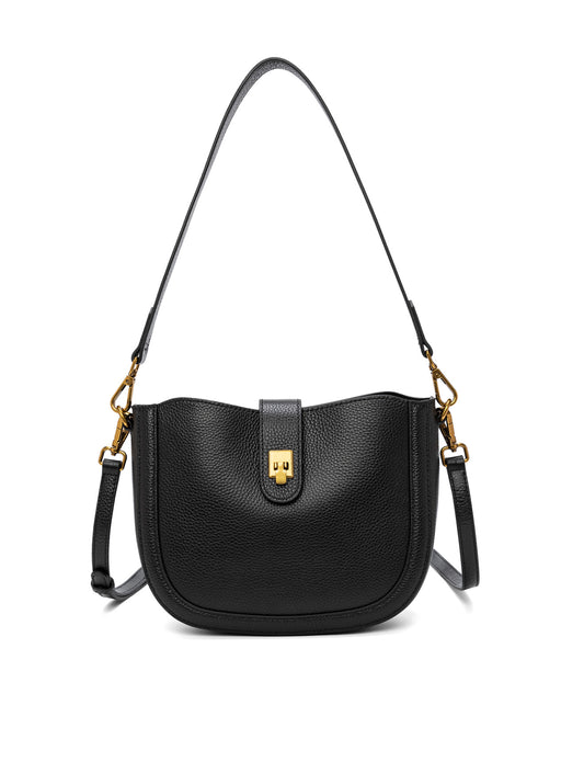 SILVANA LEATHER BAG - BLACK
