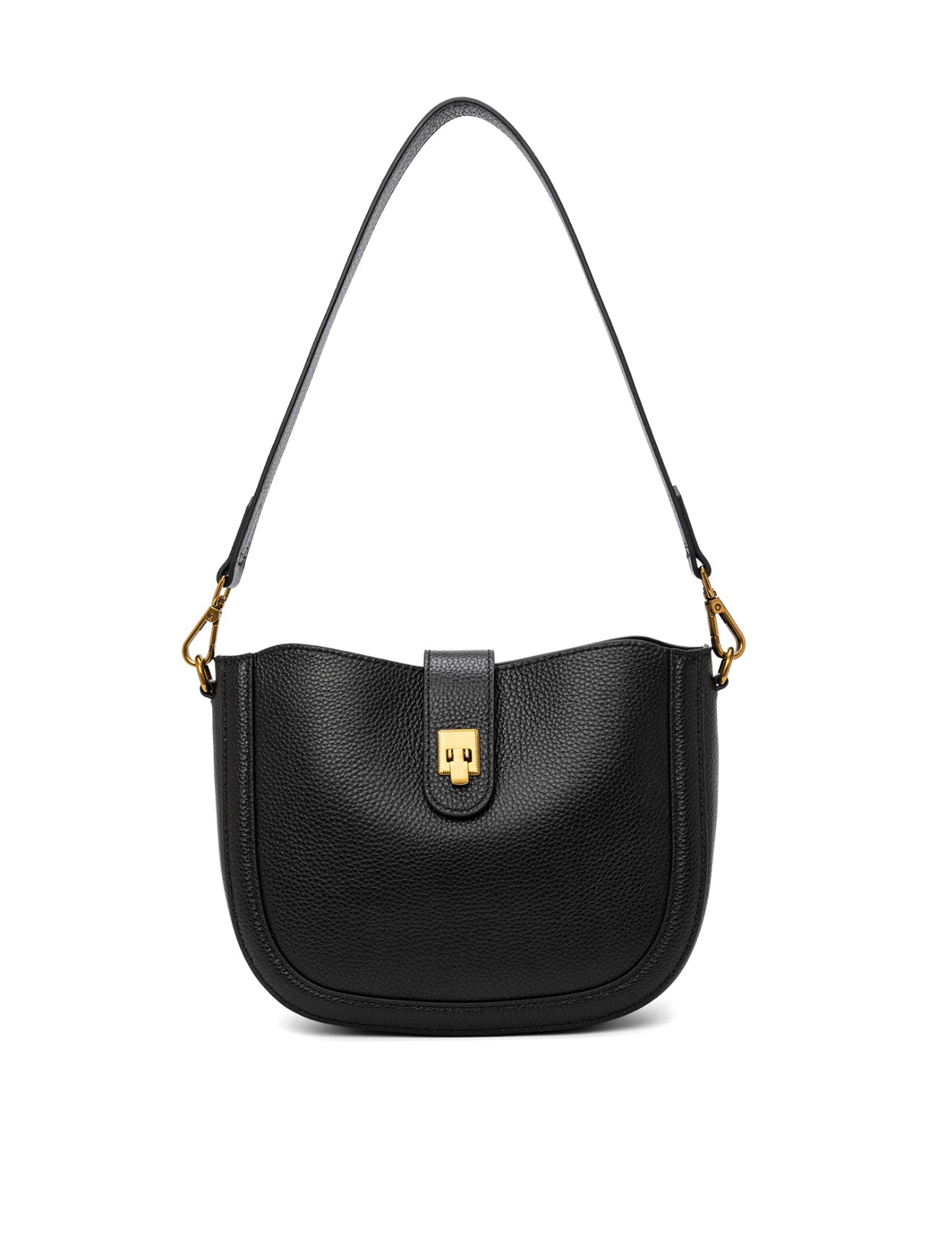 SILVANA LEATHER BAG - BLACK