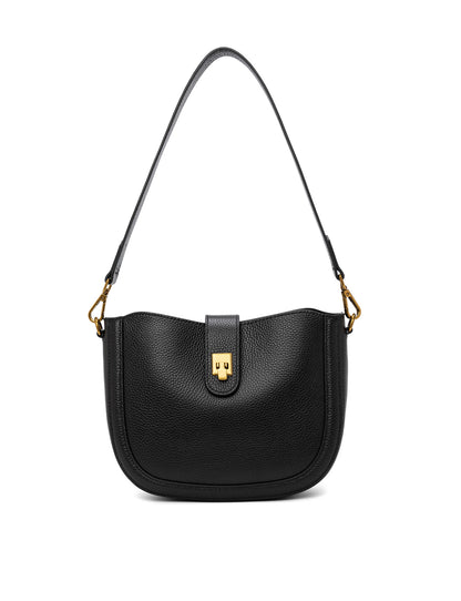 SILVANA LEATHER BAG - BLACK