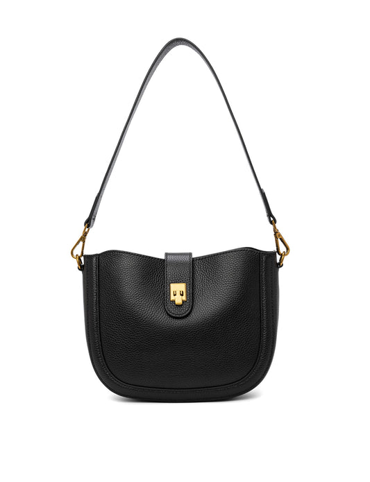 SILVANA LEATHER BAG - BLACK