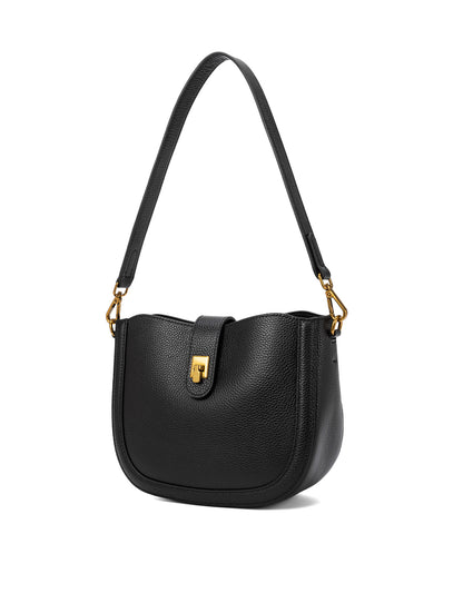 SILVANA LEATHER BAG - BLACK