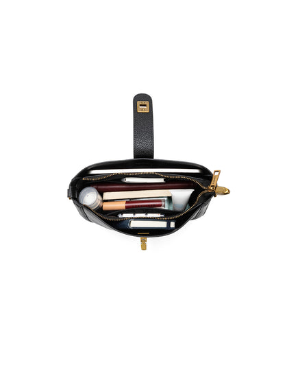 SILVANA LEATHER BAG - BLACK
