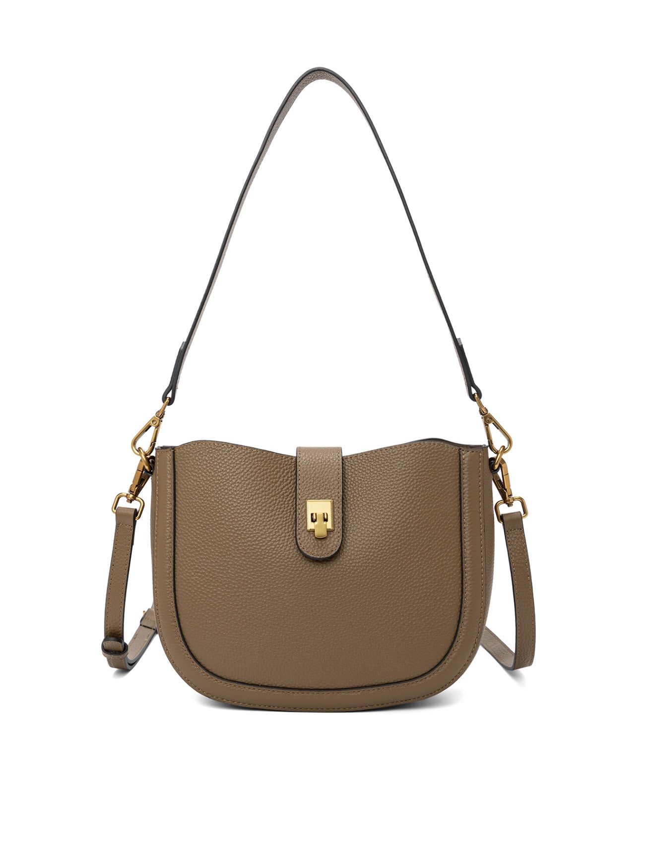 SILVANA LEATHER BAG - KHAKI