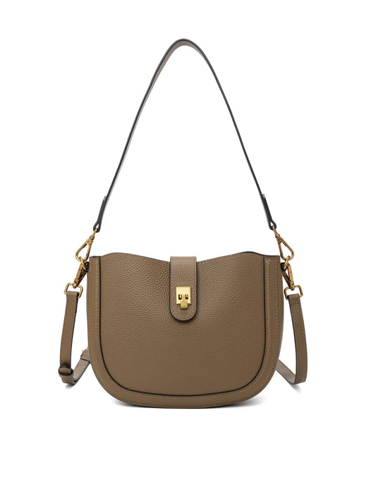 SILVANA LEATHER BAG - KHAKI