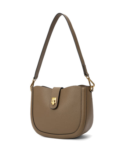 SILVANA LEATHER BAG - KHAKI