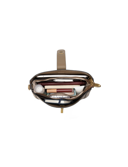 SILVANA LEATHER BAG - KHAKI
