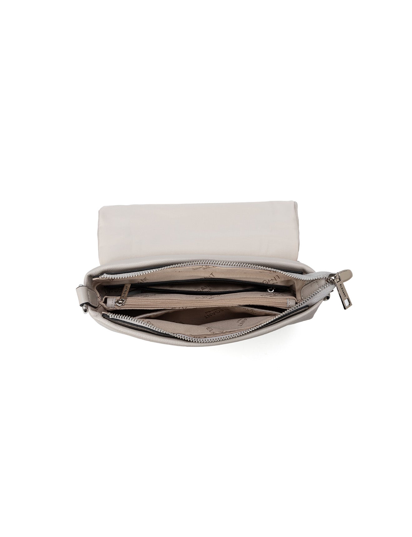 COURTNEY LEATHER CROSS BODY BAG W/ CHAIN HANDLE DETAIL - BEIGE