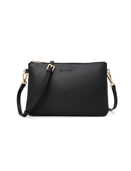 HOPE MULTI COMPARTMENT LEATHER XBODY BAG- E1-1010-BLK- NEW IN