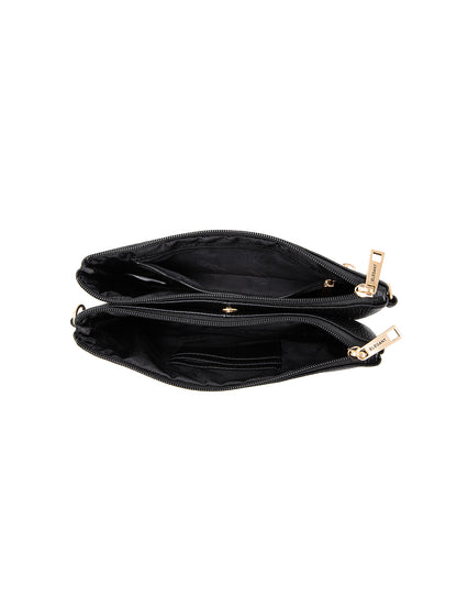 HOPE MULTI COMPARTMENT LEATHER XBODY BAG- E1-1010-BLK- NEW IN