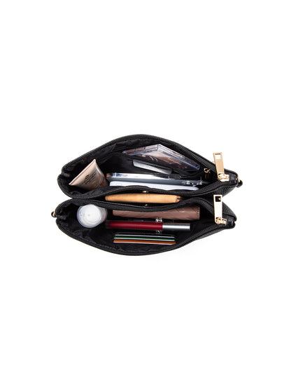 HOPE MULTI COMPARTMENT LEATHER XBODY BAG- E1-1010-BLK- NEW IN