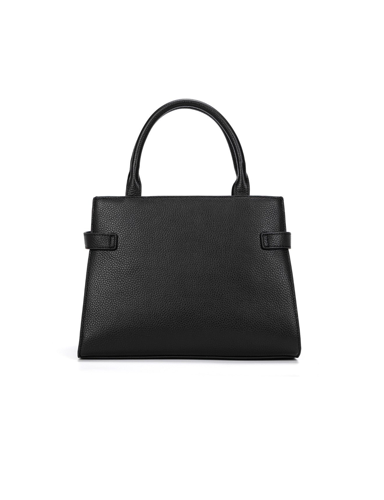 ELEGANT GRACE LEATHER CROSS BODY BAG W/ GOLD CLASP - BLACK