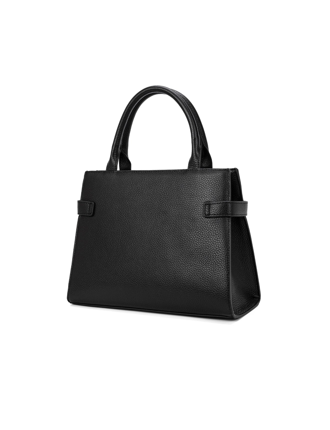 ELEGANT GRACE LEATHER CROSS BODY BAG W/ GOLD CLASP - BLACK