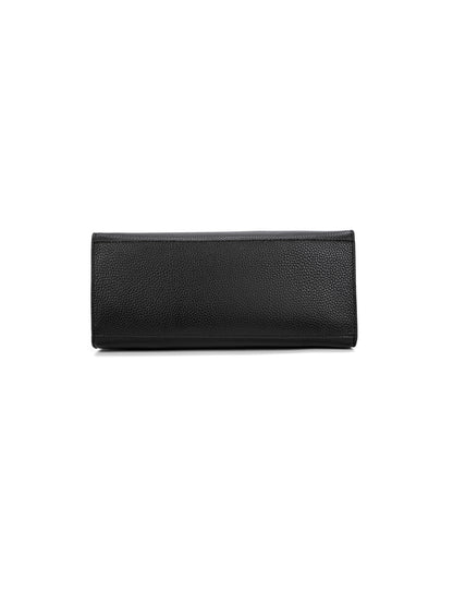 ELEGANT GRACE LEATHER CROSS BODY BAG W/ GOLD CLASP - BLACK