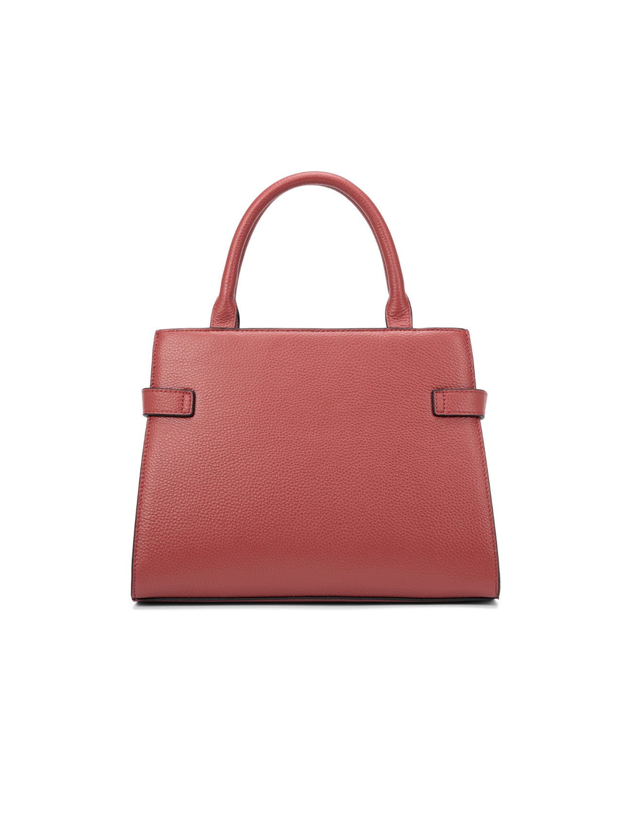 ELEGANT GRACE LEATHER CROSS BODY BAG W/ GOLD CLASP - BRICK