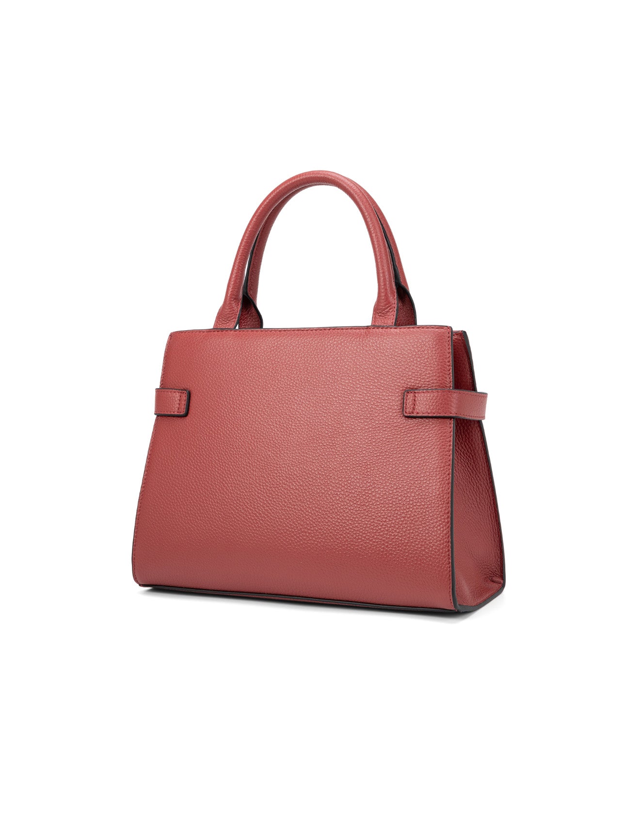 ELEGANT GRACE LEATHER CROSS BODY BAG W/ GOLD CLASP - BRICK
