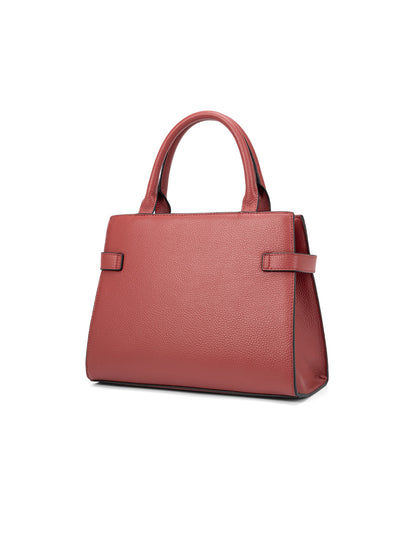 ELEGANT GRACE LEATHER CROSS BODY BAG W/ GOLD CLASP - BRICK